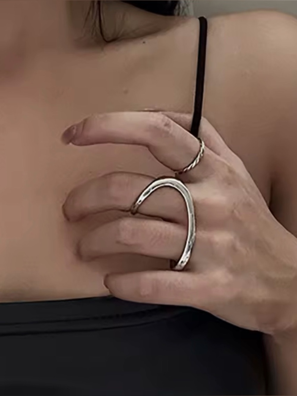 Sculptural Open Silver Statement Ring